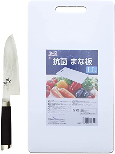 貝印 KAI 三徳包丁 関孫六 ダマスカス 165mm 抗菌 まな板 LL プラスチック 白 2点セット