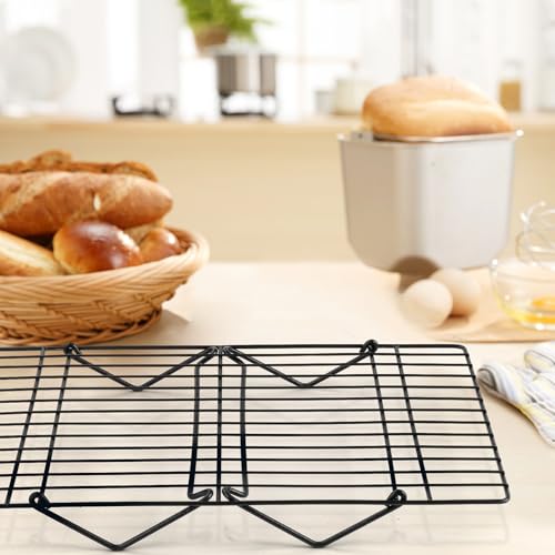 Leonyo 5-Tier Cooling Rack, Stainless Steel Cooling Racks for Cooking and Baking, Stackable Wire Rack with Folding Legs, Baking Rack for Cookie Pizza Cake Meat Bacon Bread Oven Grill, 10.2\" x 15\" - Thumbnail 6