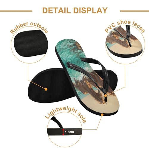Burbuja Horses Galloping in The Sea Flip Flops for Women Men, Soft Thong Sandals Rubber Slippers for Pool Beach Essentials3