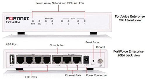 Fortinet Fve-20E4 Fortivoiceenterprise Gateway 20E4, 2x10/100 Ports, 4Xfxo, 8GB Storage, 20 Extensions, 3 Voip Trunks