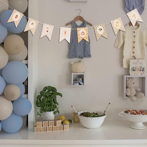 Image of ZAIBIANHAO Fruit and Vegetable Farmers Market Banner | Locally Grown Baby Shower Bunting Banner,Vegetable Farmer's Party Decorations for Kids Produce Stand