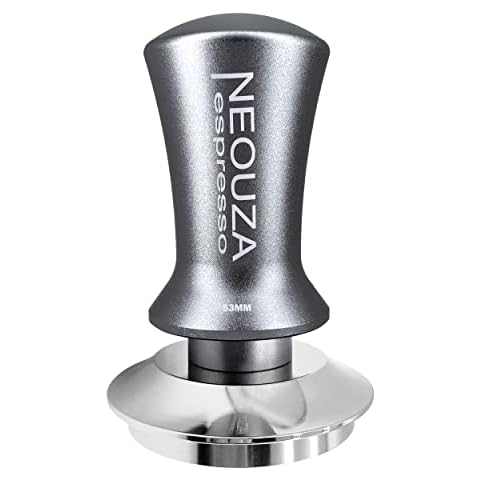 NEOUZA Espresso Tamper 53mm Spring Loaded for Coffee Machine Accessories,Anti-Stick Self-Leveling,Refined Handle,Stainless Steel Flat Base Cover