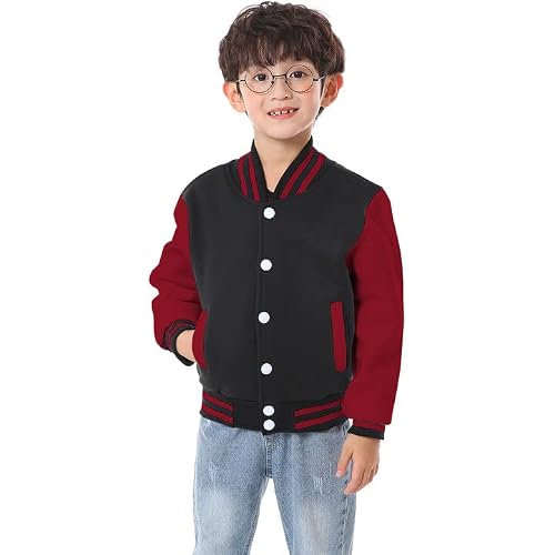 Nhuheq Kids Baseball Jackets Boys Girls Fit Varsity Jacket Casual Lightweight Plain Cardigan School Coat #TOP17