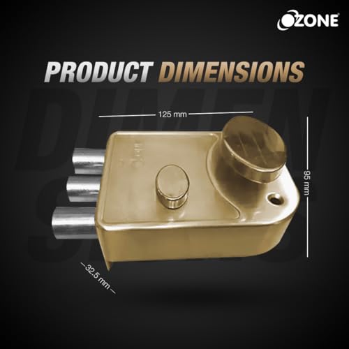 Image of Ozone Tri Bolt Night Latch for Inside and Outside-Opening Doors | Door Thickness: 30-70 mm | (Antique Brass Finish)
