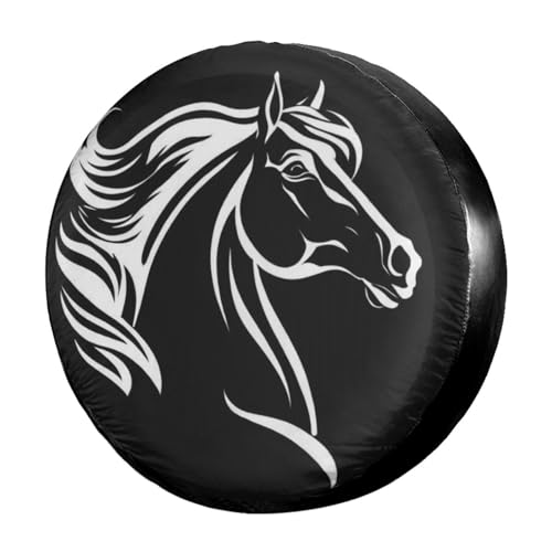 Delerain White Horse schwarze Ersatzreifenabdeckung, Radschutz, Sonnenschutz, wasserdicht, für Anhänger, ...