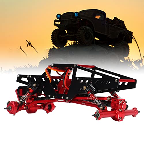 Evtscan Rc Car Assembled Chassis Frame - 1/24 Aluminum Alloy Rc Car Frame Parts With Wheels For Axial Scx24 1/24 Rc Rc Car(Red) #TOP6
