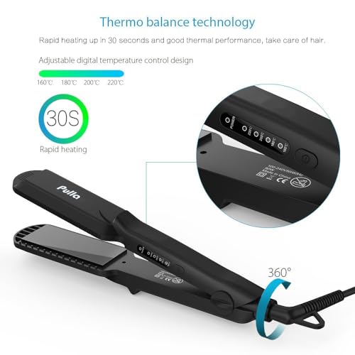 image for Pulla Hair Straightener and Crimper - 4 in 1 Tourmaline Ceramic Flat a