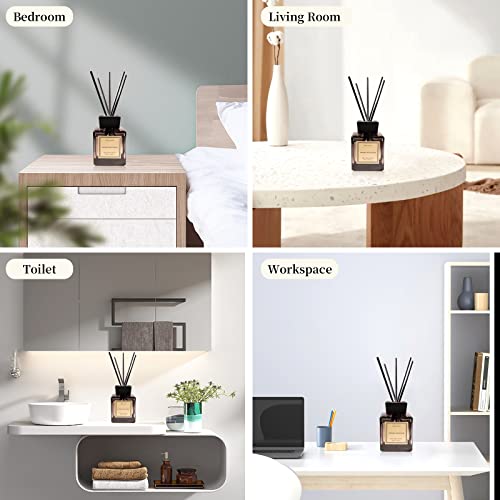 White Musk Cedar Reed Diffuser Freshen Up Your Living Space Transform Your Home with Natural Fragrance Room Scent Diffuser with 5 Diffuser Sticks 7.04 oz - Black - Image 5