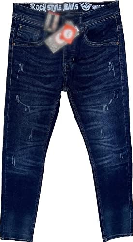 Rock Style Jeans; Men's Slim-Fit Jeans Pant; Men's Slim-Fit Denim Jeans;,  Navy Blue, 29 : Amazon.sg: Fashion