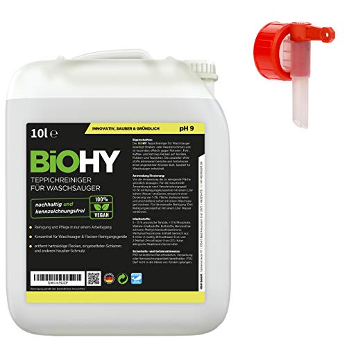 Teppichreiniger für Waschsauger (10l Kanister) + Auslaufhahn | geeignet für alle Waschsauger | entfernt Flecken und Schmutz mühelos | Reinigung