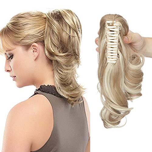 Queue De Cheval Postiche (Haarteil) Blond Très Clair / Doré - 40 Cm - Synthétique Sur Filet (Poly) - Neuf