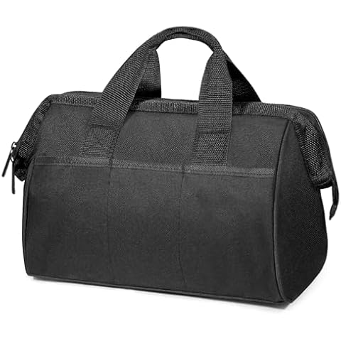 C P CHANTPOWER Tool Bag, Wide Mouth & Portable Canvas Tool Tote Bag with Zipper, Water-Resistant Construction, Compact Size, Handle Design, 3 Pockets Outside for Tools Storage Cover