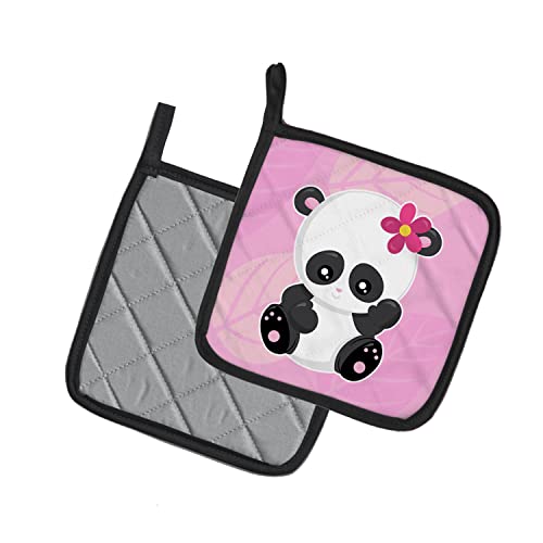 Par de agarraderas Hey ya te Panda multicolor, textiles de cocina de 7,5 x 7,5 cm 3
