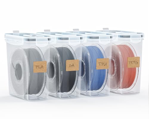 YOOPAI Filament Storage Box - 4 Pack Filaments Container for 3D Printing Filaments Sealing and Protection - Portable Filament Storage with Desiccant&Label ,Water-Proof and Dust-Proof 4.0L(9.03*8*3)