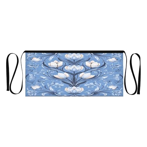 Kigai Floral Pattern Server Aprons for Men Women Water & Oil Resistant Waitress Waiter Waist Apron with 3 Pockets