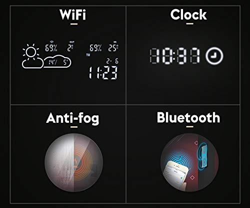 Artforma Modern Bathroom Mirror with LED light 800x1000 mm with Frame and Shelf | Selection of Demister Heat Pad/Bluetooth Speaker - Wall Mounted Illuminated Mirror - Cold White | Lucerne Elm