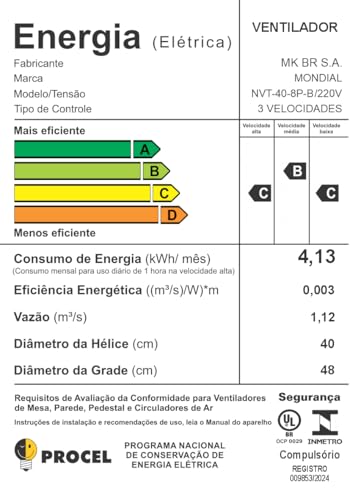 Ventilador de Mesa 40cm Turbo, Mondial, Preto/Prata, 140W, 110V - NVT-40-8P-B