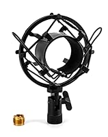 QWORK® Metall Mikrofonspinne, Mikrofonständer Shock Mount Reduziert Vibrations für Mikrofon mit 45 mm bis 50 mm Durchmesser (Schwarz)