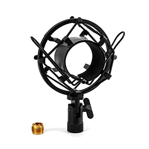 QWORK® Araña Microfono Metal para Soporte Microfono, Araña Microfono Condensador Antivibración para Micrófono Diámetro 45 mm-50 mm (Negro)