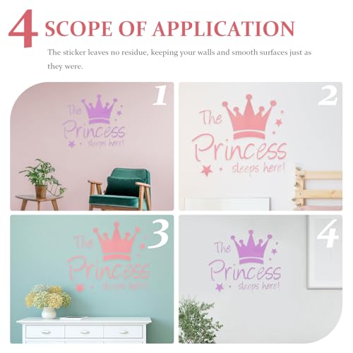 Stickers de pared corona Garneck 2 piezas rosa y púrpura miniatura 6
