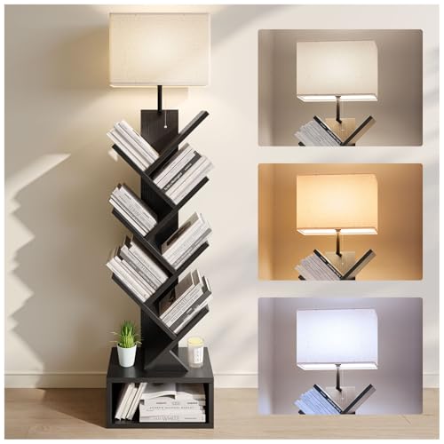 Consejos para Comprar Librero de Escalera los más recomendados. 47 SIMPLE HOGAR Librero, Librero con Luz LED, 6 Niveles Forma de Árbo Librero, Librero Minimalista, Base Estable, Librero Organizador para Hogar Oficina Negro, 40 * 20 * 146 (CM)