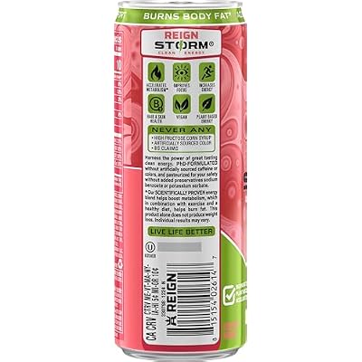 REIGN Storm, Guava Strawberry, Fitness & Wellness Energy Drink, 12 Fl Oz (Pack of 1)