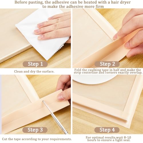 Image of CRASPIRE Caulk Tape Sealant Strip 1.4 inch x 10.5Ft PVC Beige Self Adhesive Waterproof Sealing Tape Strip Caulk Sealer Decorative Trim for Kitchen Sink Bathroom Toilet Floor Corner Edge Protector