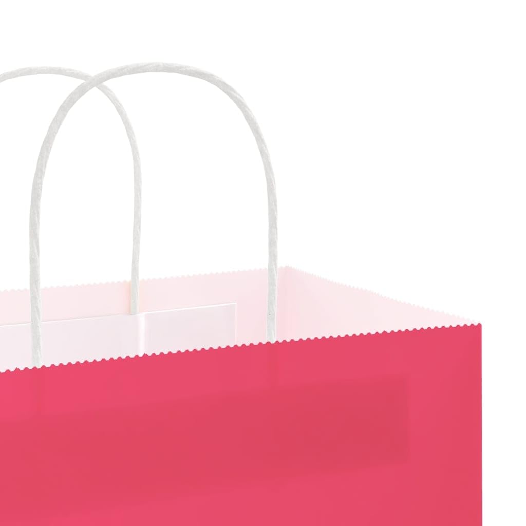 QUAHEAS Bolsas de papel rosa con asas de cuerda de papel, 45 x 17 x 48 cm, papel de estraza 250 unidades, bolsas de regalo, bolsas de fiesta con cordón, para cumpleaños, bodas, Navidad, Pascua