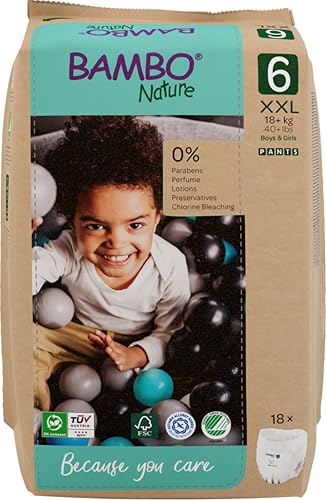 Bambo Nature Premium Training Pants (Size 6 XXL 18+kg), 18PK, Pull Ups, Eco-Labelled Potty Training Pants, Secure, Comfortable, Discreet for Active Day and Comfy Night's Sleep