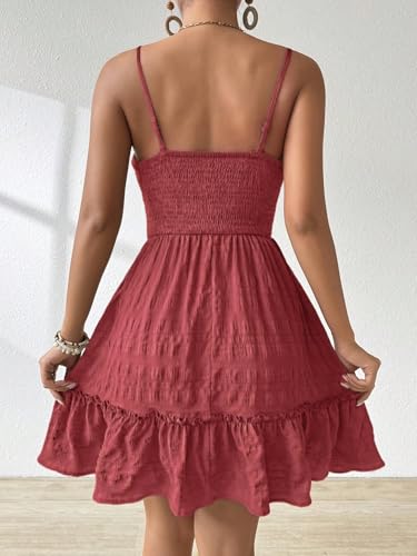 Solid Color Waist Drawstring Casual Dress Womens Sleeveless Plain Sundresses2