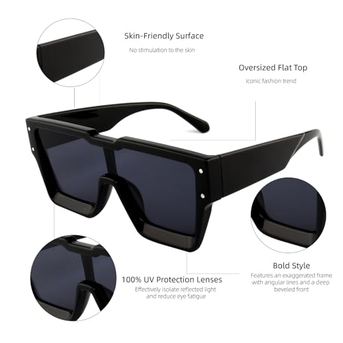 KENBO Oversized Sunglasses for Women Men Trendy Square Sun Glasses One Piece Lens Big Sunglasses4
