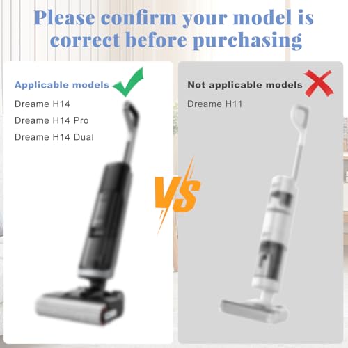 Image of Replacement Parts for Dreame H14, H14 Pro, H14 Dual Cordless Wet Dry Vacuum | NOT for Other Models. ONLY Fits H14, H14 Pro, H14 Dual. 2 Roller Brushes, 2 Filters & 1 Cleaning Brush