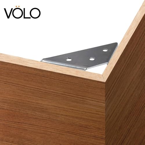 Image of Volo L & Triangle Angle Bracket for Reinforcing Chairs /Tables - Zinc-Plated Shelf, Furniture, Cabinet, Wood, Wall & Corner Supports (1x1 Inch & 1.5 Inch) (4, Triangle Brackets (1.5 Inch))