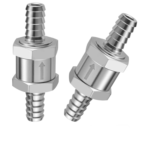 EVIL ENERGY 5/16 Fuel Check Valve One Way Inline Non Return Diesel Gasoline Silver (8mm OD 2PCS)