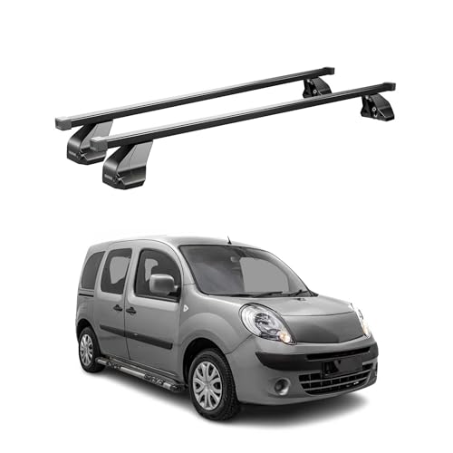 Barre portapacchi compatibili con Renault Kangoo Express 2008 – 2022 | Portabici portapacchi portapacchi portapacchi in acciaio di alta qualità nero 2 TLG 75 kg