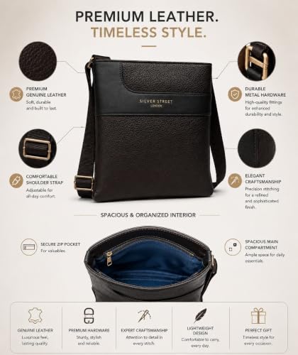 Image of Allen Cooper Premium Leather Sling Bag for Men | Crossbody Messenger Bag with Adjustable Shoulder Strap | Travel Organizer Shoulder Bag for Daily Use, Office & Outdoor Carry