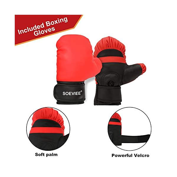 Punching-Bag-for-Age-4-15-Kids-youth-Unfilled-Hanging-Boxing-Bags-Boxing-Set-with-Gloves-Chain-boxing-gear-Workout-Equipment-punching-dummy-Training-Fitness-for-Hanging-Stand-80-lbs-to-110-lbs-outside Kids Punching Bag Set Gloves Included Chain and Hook Included, Training in Martial Arts / Boxing, Kids Punching Bag for Ages 5 - 12, Premium PU Leather for Indoor Use Filling Not Included