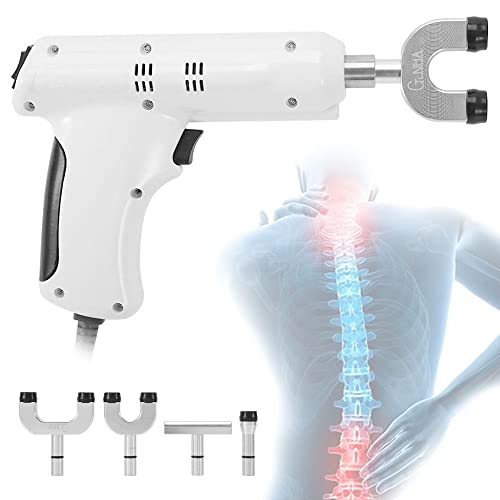 Instrumento de Ajuste quiropráctico eléctrico, masajeador activador de Pistola de Masaje de corrección Ajustable de 4 Cabezas, Instrumento de Ajuste de Impulso, Blanco