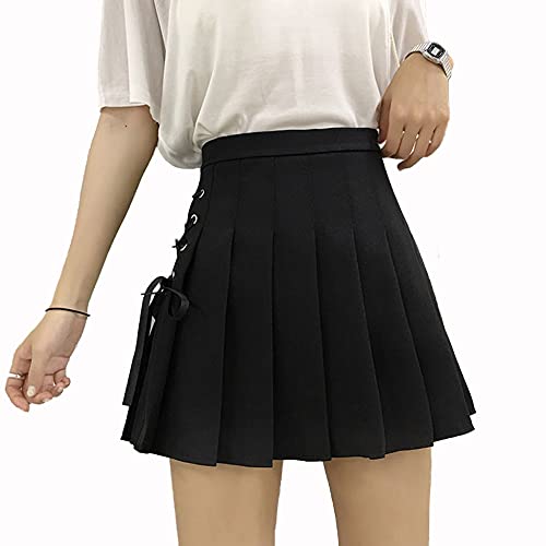 Saia feminina plissada xadrez cintura alta uniforme escolar japonês evasê plissada JK saia skater tê