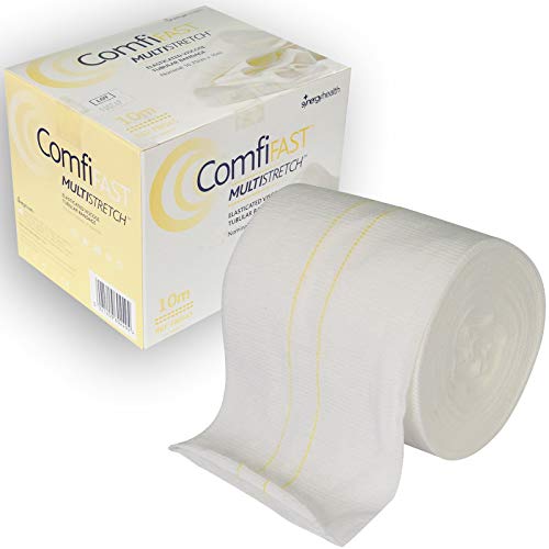 Comfifast - Vendaje tubular elástico para extremidades extra grandes, tronco de niños, línea amarilla 10,75 cm (para circunferencia de extremidades 35-65 cm) - Rollo de 10 m