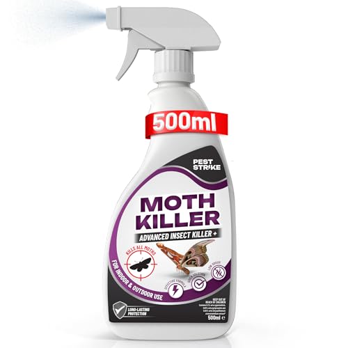 Moth Killer Spray - 500ml Fast Acting Moth Repellent for Wardrobes Clothes Carpet Moth Treatment Stain-Free & Odourless Safe Moths Killer