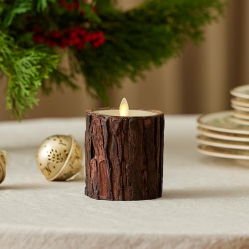 Luminara Real Bark Flameless LED Candle, Ivory 3.5" x 4.5", Moving Flame Battery Operated with Timer, Realistic Wax Pillar for Home Decor, Indoor Safe by Luminara - Image 2