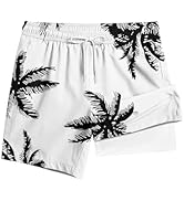 TENGINE Men's Swim Trunk with Compression Liner Quick Dry Board Shorts Zipper Pocket 5" Inseam