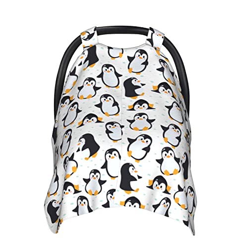 Image of Penguin Car Seat Canopy Cover for Baby, Nursing Cover for Newborn, Penguin Stuff for Baby Stroller Cover for All Seasons