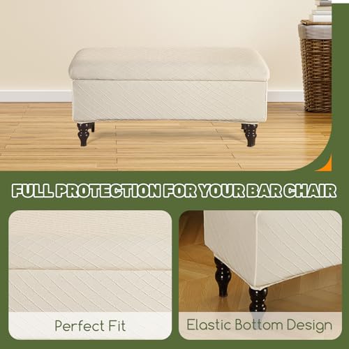 Image of FUANGUI Ottoman Cover Stretch Storage Ottoman Bench Slipcover Jacquard Folding Storage Bench Ottoman Cover Footrest Stool Slipcover Footstool Protector Cover with Elastic Bottom,Medium
