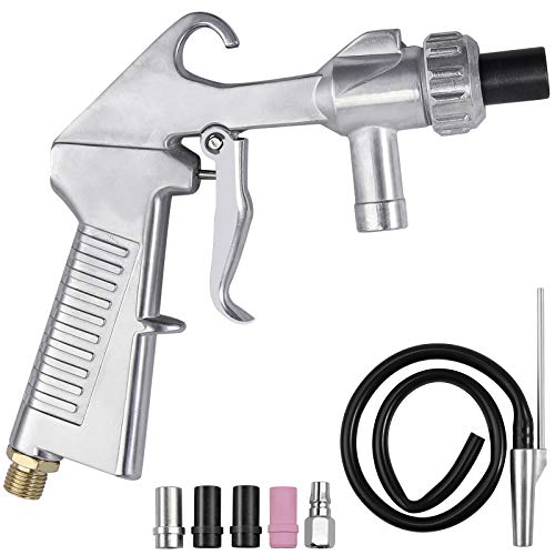 Sandblaster Gun Kit, AMTOVL Sandblaster + Sand Suction Pipe+ Ceramic Nozzles + Extra Iron Nozzle Tip Set for Abrasive Sand Blasting Derusting