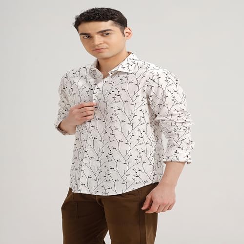 Image of BASICS Cotton-Linen Blended Men's Shirt | Slim Fit | Everyday Smart Casual Wear | Full Sleeve