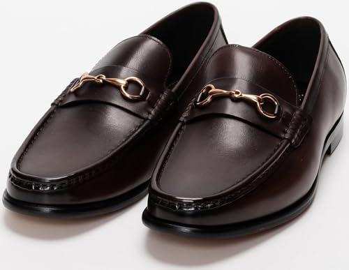 ルシウス Men's Slip-On Bit Loafers, Dark Brown, 27.5 cm 3E2