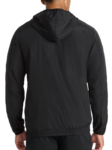 Image of Reebok Men's Running Woven Wind Jacket, Standard Fit, Lightweight Nylon Fabric