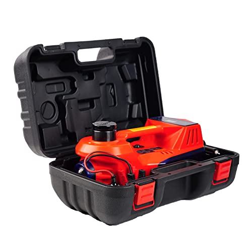 FEANISIFEI Touchscreen Control Electric Car Jack 5 Ton 12V Electric Jack with Built-in Inflatable Pump Electric Hydraulic Jack for SUV Car Tire Change-Red